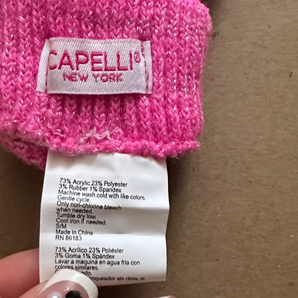 CAPELLI OF NEW YORK Pink Sparkly Gloves SIZE S/M (GIRLS) Luxe Accessory Warm - Picture 4 of 5
